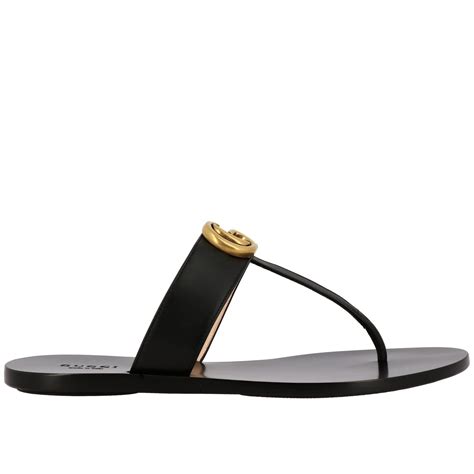 gucci black and gold sandals|black Gucci sandals for women.